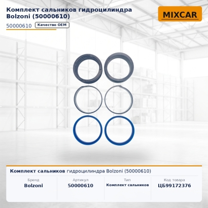 Комплект сальников гидроцилиндра Bolzoni (50000610)