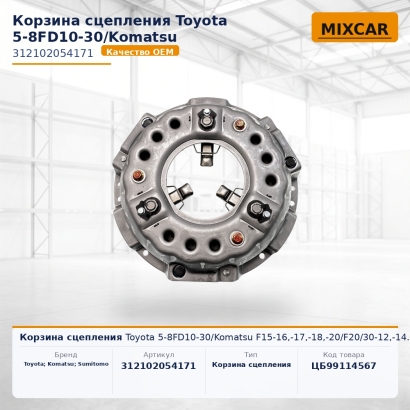 Корзина сцепления Toyota 5-8FD10-30 / Komatsu F15-16,-17,-18,-20 / F20 / 30-12,-14.-16