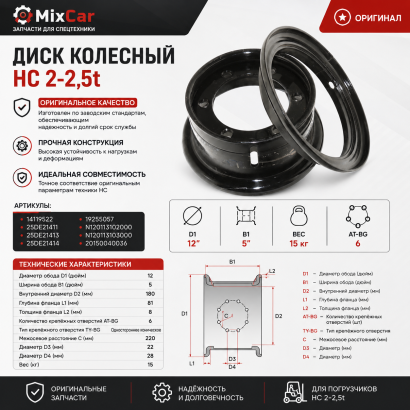 Диск колесный HC 2-2,5t (25DE-411-1 / 25DE-411-3)