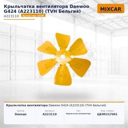 Крыльчатка вентилятора Daewoo G424 (A223110) (TVH)